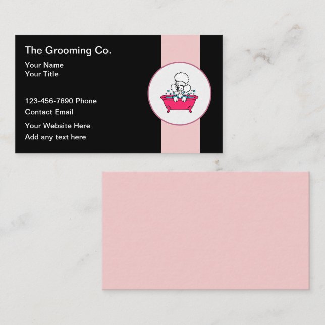 Cute Dog Grooming Business Cards Design (Front/Back)