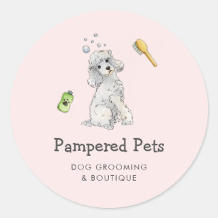 Cute Dog grooming Pet boutique Classic Round Sticker