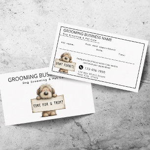 Cute Dog Grooming & Pet Care Fun Modern Business Card