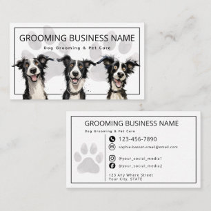 Cute Dog Grooming & Pet Care Fun Modern Business Card
