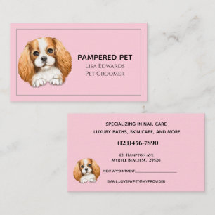Cute Dog Grooming Pink Business Appointment Card