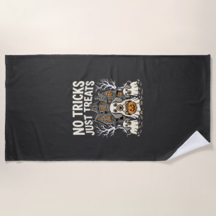 Cute Dog Halloween No Tricks Just Treats_1 Beach Towel