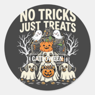 Cute Dog Halloween No Tricks Just Treats_1 Classic Round Sticker