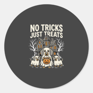 Cute Dog Halloween No Tricks Just Treats_1 Classic Round Sticker