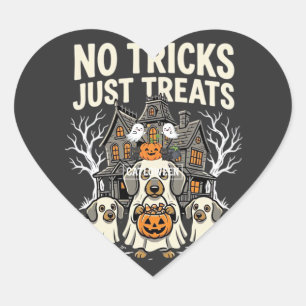 Cute Dog Halloween No Tricks Just Treats_1 Heart Sticker