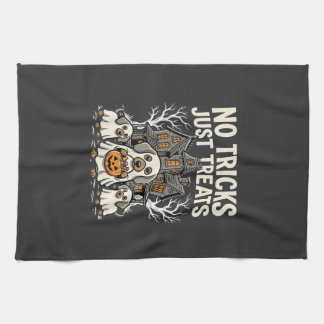 Cute Dog Halloween No Tricks Just Treats_1 Tea Towel