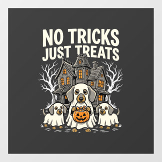 Cute Dog Halloween No Tricks Just Treats_1 Window Cling