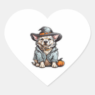 Cute Dog Halloween T-Shirt Heart Sticker