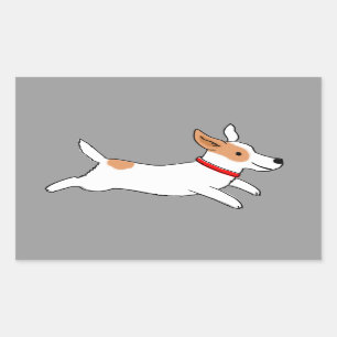 Cute Dog - Happy Running Jack Russell Terrier Rectangular Sticker
