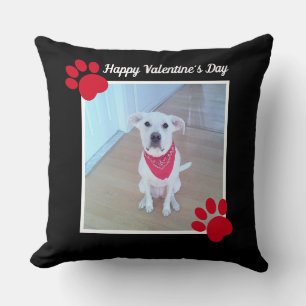 Cute Dog Happy Valentines Day Red Paws 1 Photo Cushion