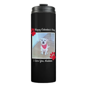 Cute Dog Happy Valentines Day Red Paws 1 Photo Thermal Tumbler
