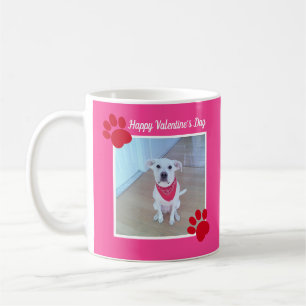 Cute Dog Happy Valentines Day Red Paws 2 Photo Coffee Mug