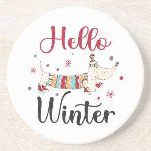 Cute Dog Hello Winter Coaster