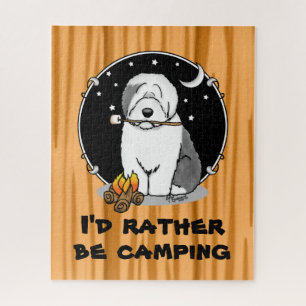 Cute Dog Hiker Camper Old English Sheepdog Grey 1 Jigsaw Puzzle