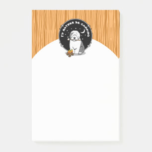 Cute Dog Hiker Camper Old English Sheepdog Grey 1 Post-it Notes
