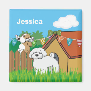Cute Dog House Neighbours Cartoon Personalised Magnet