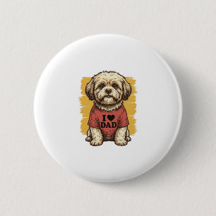 Cute Dog I Love Dad Vintage Engraving Vector Desig 6 Cm Round Badge