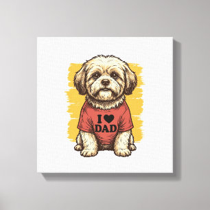 Cute Dog I Love Dad Vintage Engraving Vector Desig Canvas Print