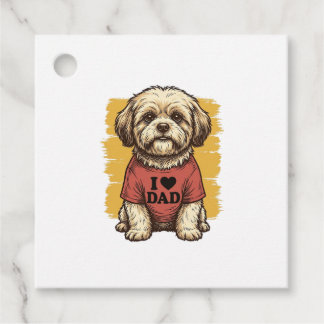 Cute Dog I Love Dad Vintage Engraving Vector Desig Favour Tags