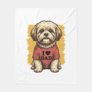 Cute Dog I Love Dad Vintage Engraving Vector Desig Fleece Blanket