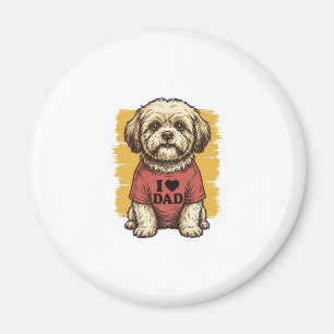 Cute Dog I Love Dad Vintage Engraving Vector Desig Magnet