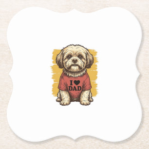 Cute Dog I Love Dad Vintage Engraving Vector Desig Paper Coaster