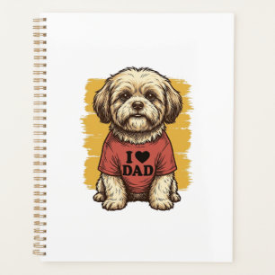 Cute Dog I Love Dad Vintage Engraving Vector Desig Planner