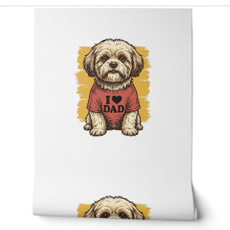 Cute Dog I Love Dad Vintage Engraving Vector Desig Wallpaper