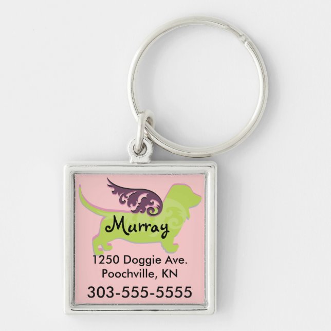 Cute Dog ID Tags Key Ring (Front)