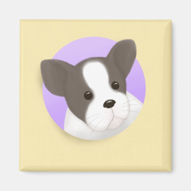 Cute Dog Illustration Art Magnet (Front)