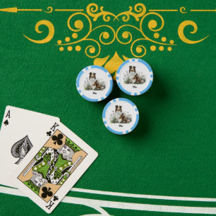 Cute Dog Illustration - Collie Poker Chips