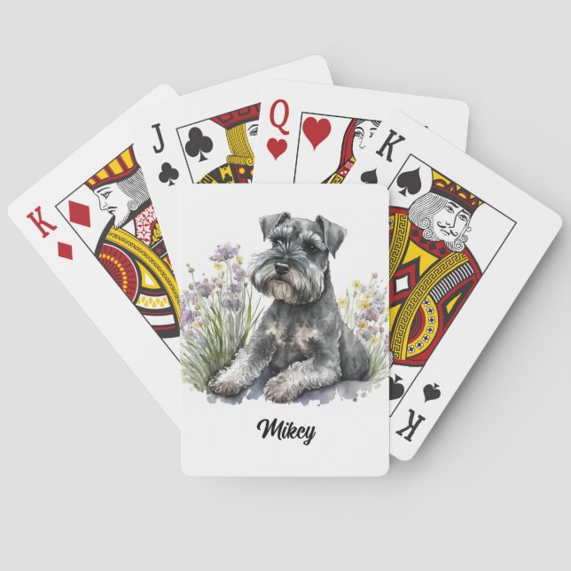 Cute Dog Illustration - Schnauzer -  Playing Cards (Back)