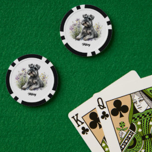 Cute Dog Illustration - Schnauzer - Poker Chips