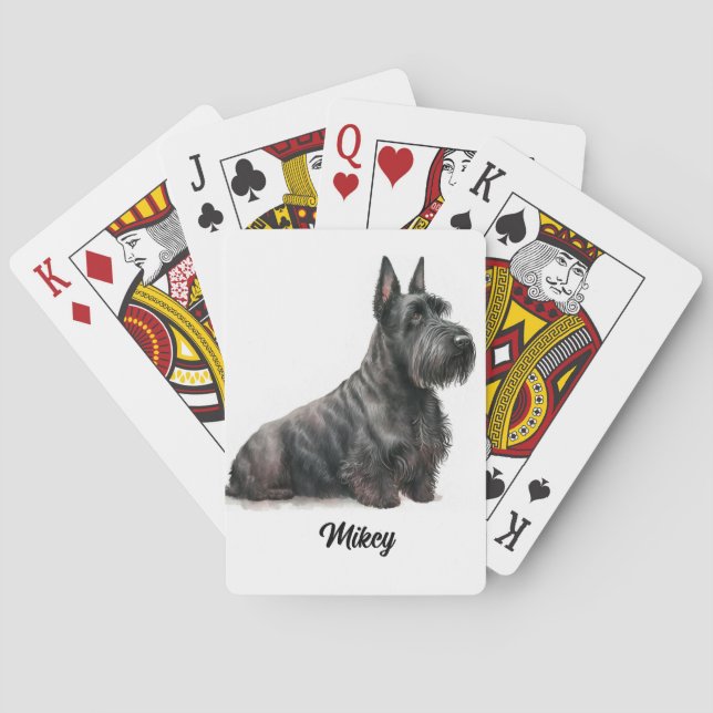 Cute Dog Illustration - Scottish Terrier Playing Cards (Back)