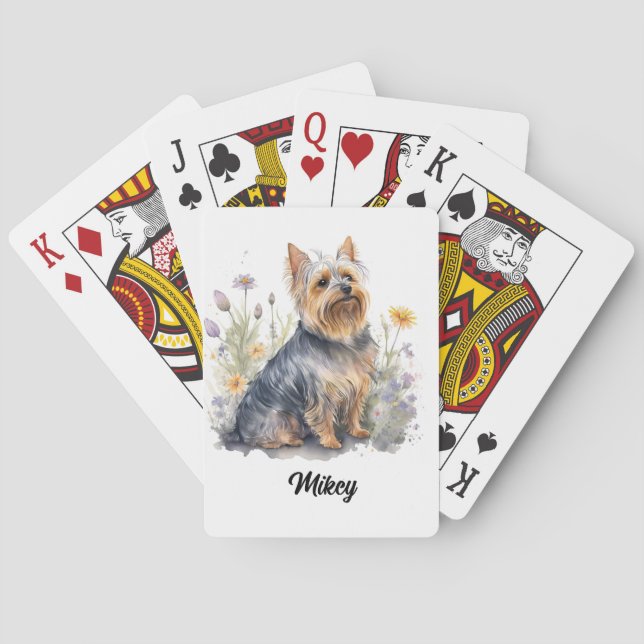 Cute Dog Illustration - Silky Terrier Playing Cards (Back)