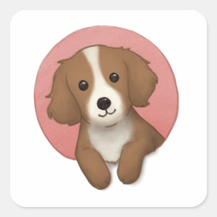 Cute Dog Illustration Square Sticker