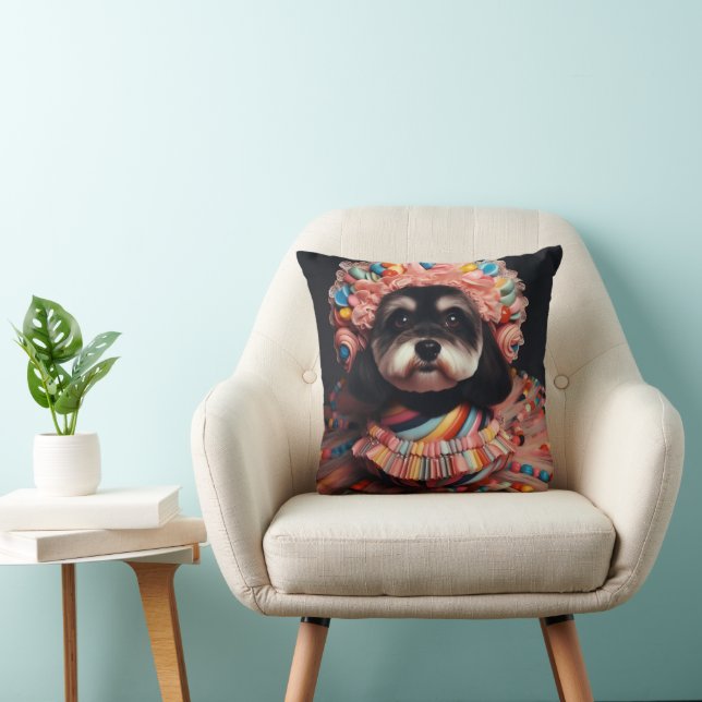 Cute dog in a beaded dress cushion (Chair)