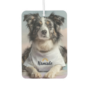 Cute Dog in a "Namaste" T-Shirt on a Yoga Mat Car Air Freshener