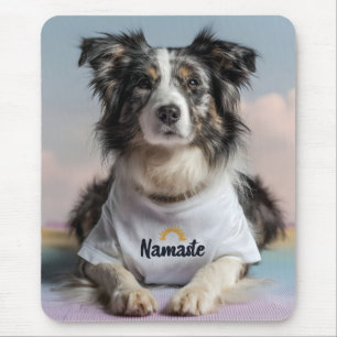 Cute Dog in a "Namaste" T-Shirt on a Yoga Mat Mouse Mat