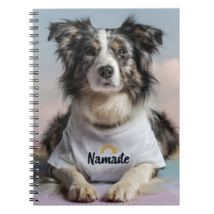 Cute Dog in a "Namaste" T-Shirt on a Yoga Mat Notebook