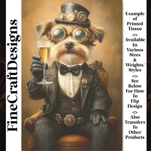 Cute Dog `In A Suit Toasting Cheers AH3O Decoupage Tissue Paper (Creator Uploaded)
