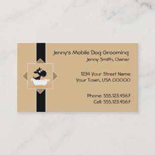 Cute Dog in Bathtub Pet Dog Groomer Business Card