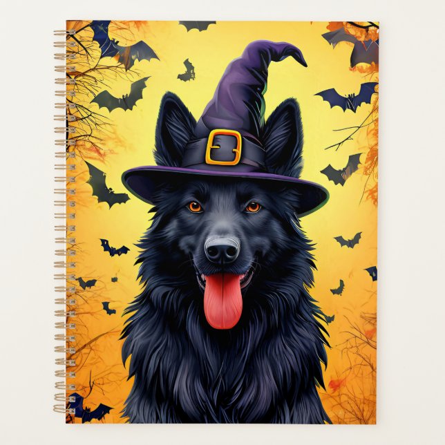Cute Dog in Halloween Scene With Pumpkins Planner (Front)