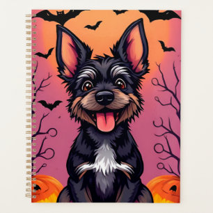 Cute Dog in Halloween Scene With Pumpkins Planner