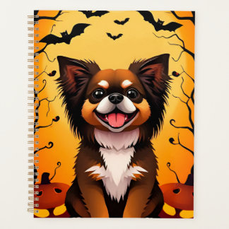 Cute Dog in Halloween Scene With Pumpkins Planner