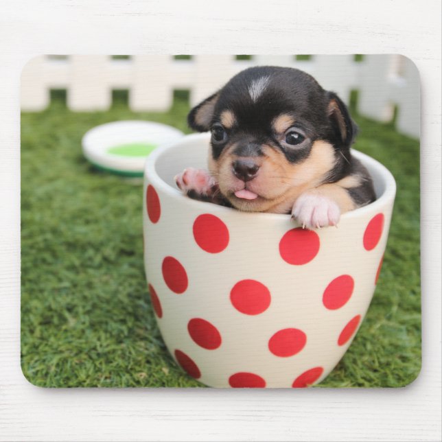 Cute Dog in mug Mouse Mat (Front)