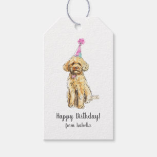Cute Dog in Party Hat Birthday Celebration Gift Tags