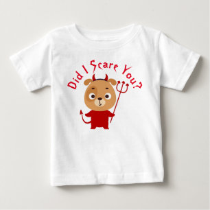 Cute dog in red devil costume holding a trident ba baby T-Shirt