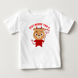 Cute dog in red devil costume holding a trident baby T-Shirt