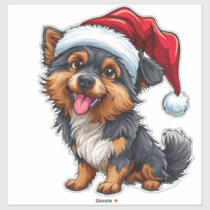 Cute Dog in Santa Hat Celebrating Christmas